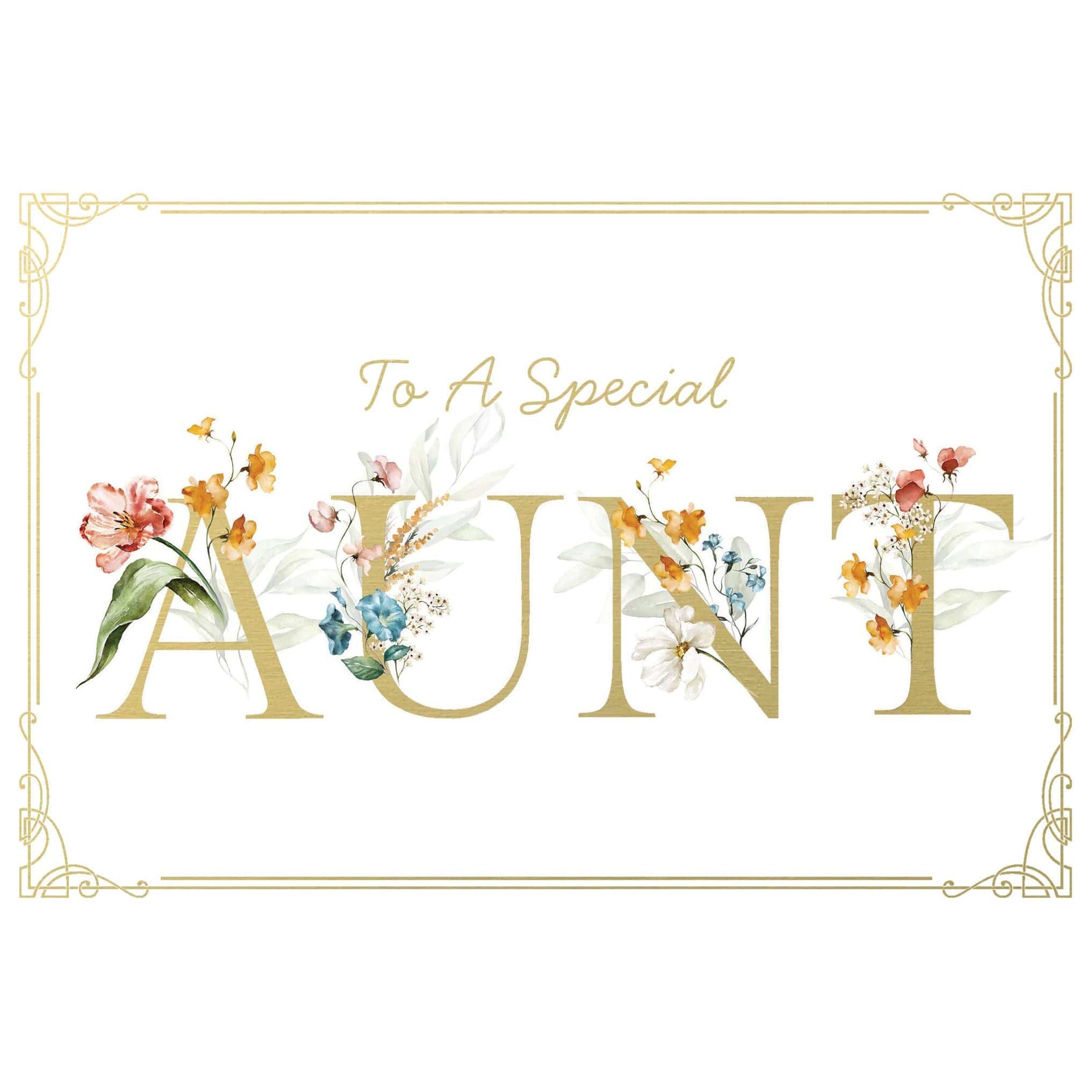 Pictura Special Aunt Birthday Card featuring colorful floral design and heartfelt message for aunt's birthday celebration.